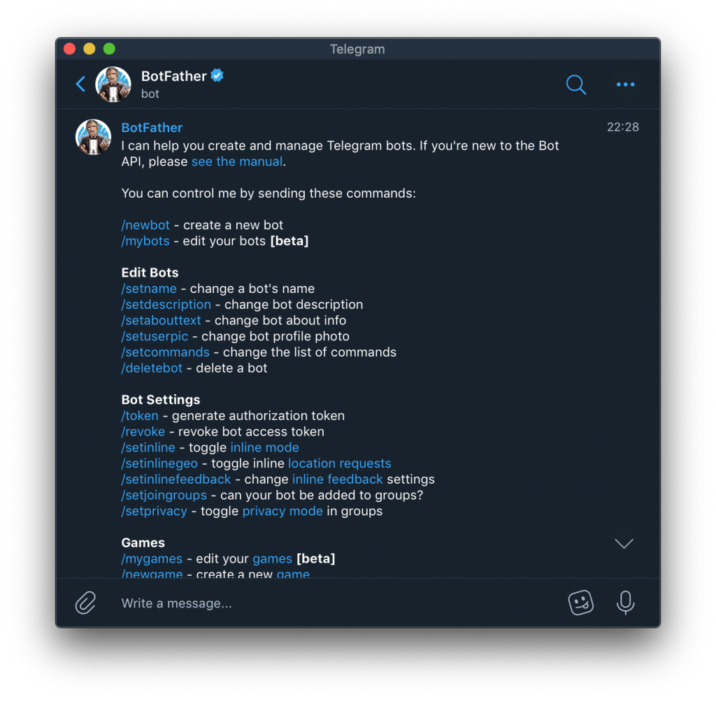 example telegram bot