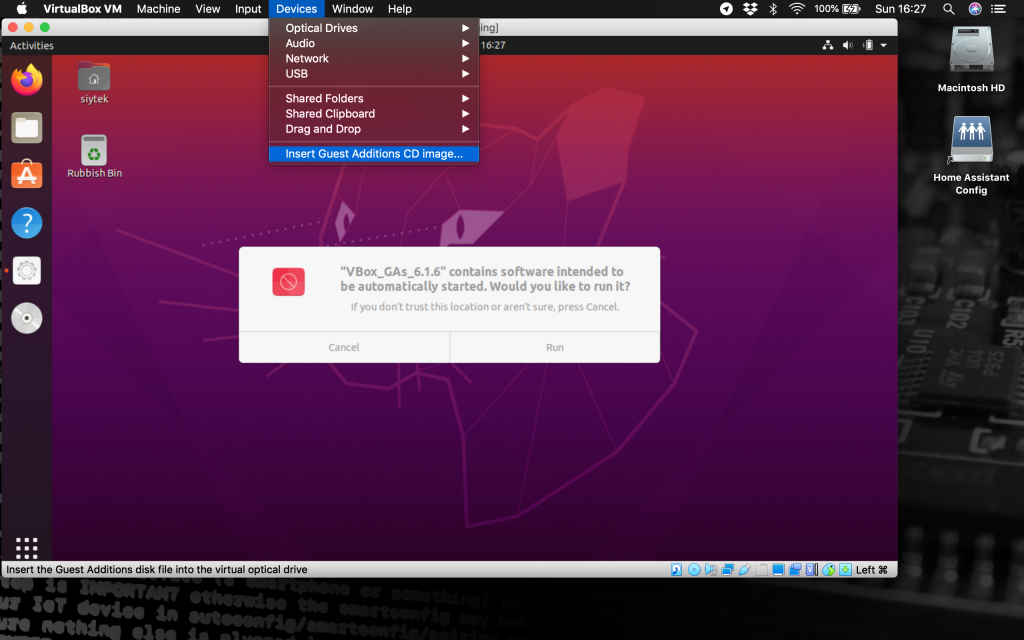 run linux vm on mac