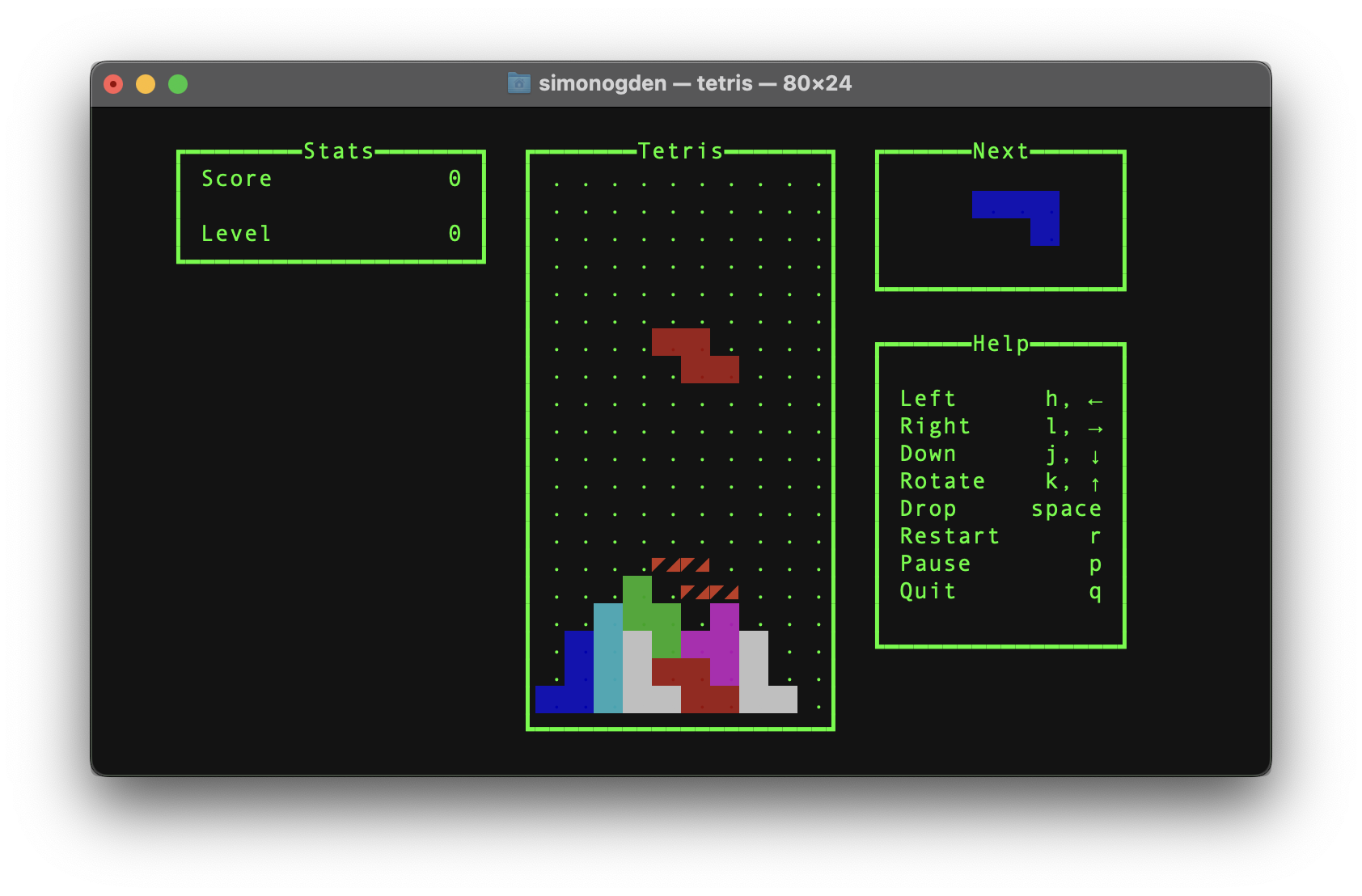 MacOS Terminal Tetris